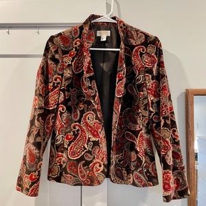 Talbots Vintage Velvet Paisley Blazer Jacket Size 4
